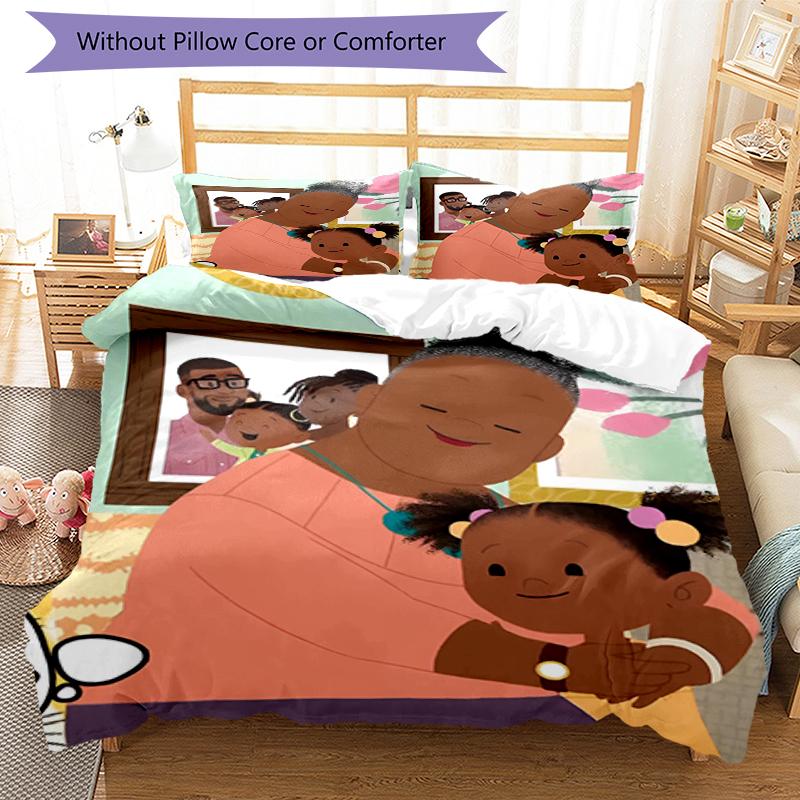 3pcs Jojo And Gran Gran Bedding Set Duvet Cover Closure Includes 1 Duvet Cover & 2 Pillowcases, Soft and Comfortable for All Seasons.