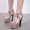 Women Elegant High Heels Open Toe Sandals Zipper Ankle Strap High Heeled Sexy Party Prom Banquet Dresses Shoes