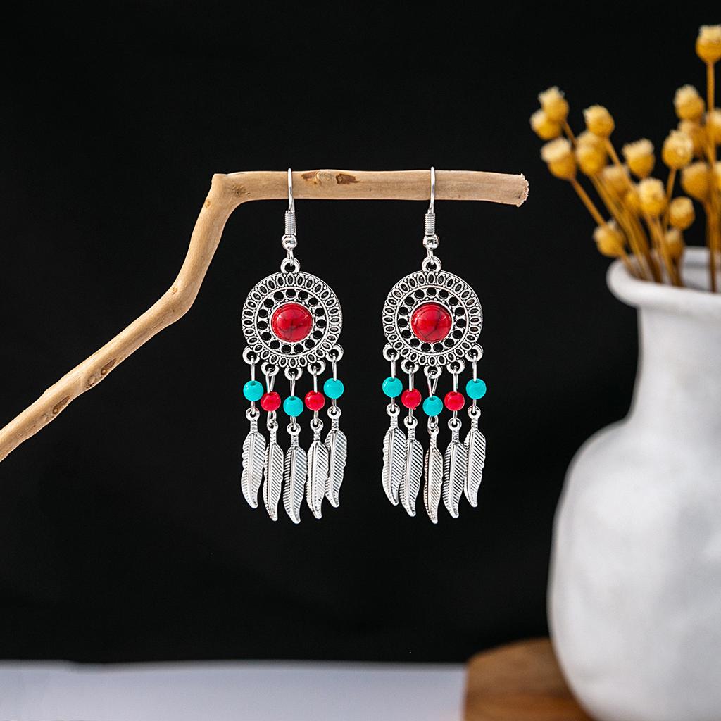 Europe, America, Bohemian Ethnic Style Stud Earrings, Long Fringed Metal Earrings, Fashion, Exotic Style Earrings Wholesale