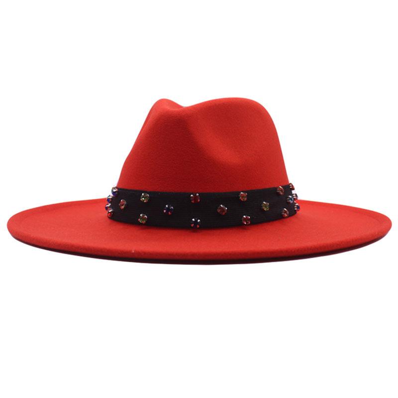 European and American New Felt Jazz Hat British Gentleman Woolen Colorful Diamond Ribbon Top Hat