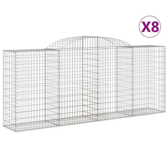 VidaXL Curved Gabion Baskets 8 Pcs 300x50x120/140 Cm Galvanized Iron, Gabion, Gabion Cage, Gabion Wall Basket, Wall 3146725