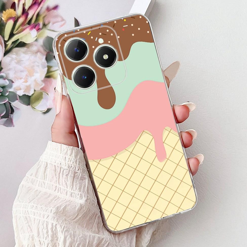4G Clear For Realme Note 60 Case RMX3933 Luxury Butterfly Love Flowers Cool Lion Painted Phone Case For Realme Note 60X RMX3938