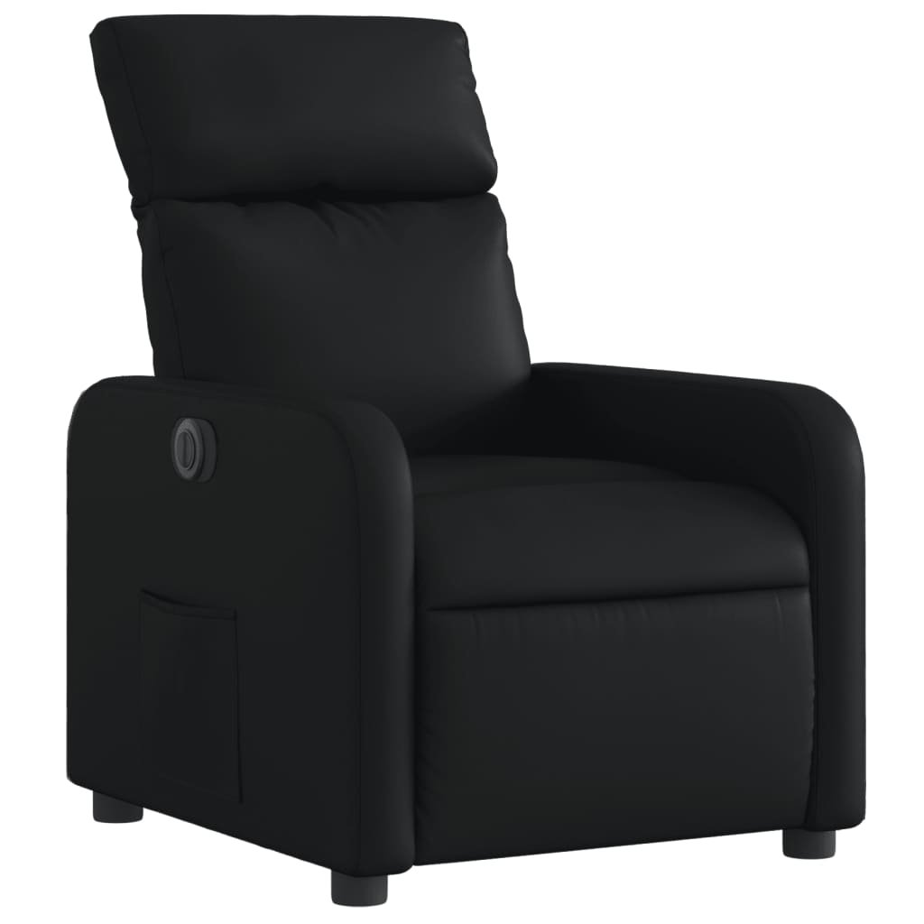 Electric Recliner Chair Black Faux Leather