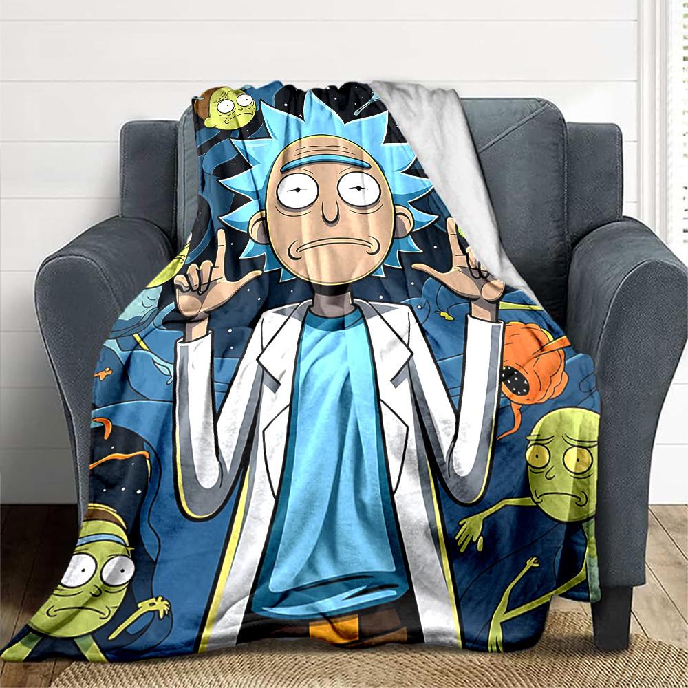 1pc Rick Sanchez Blanket Lightweight Flannel Throw For Sofa, Bed, Travel, Camping, Livingroom, Office, Couch, Chair, And Bed