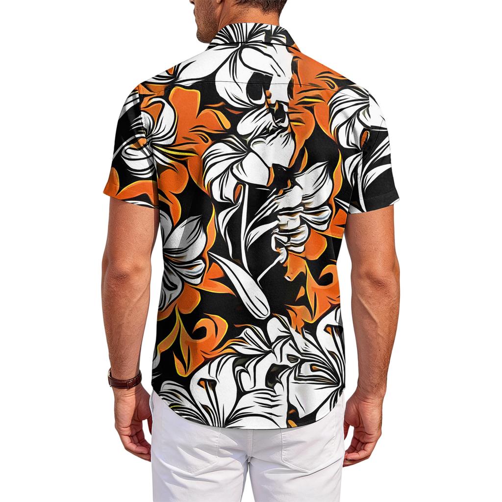 Men's Casual Fashion Printed Short,Sleeve Shirt