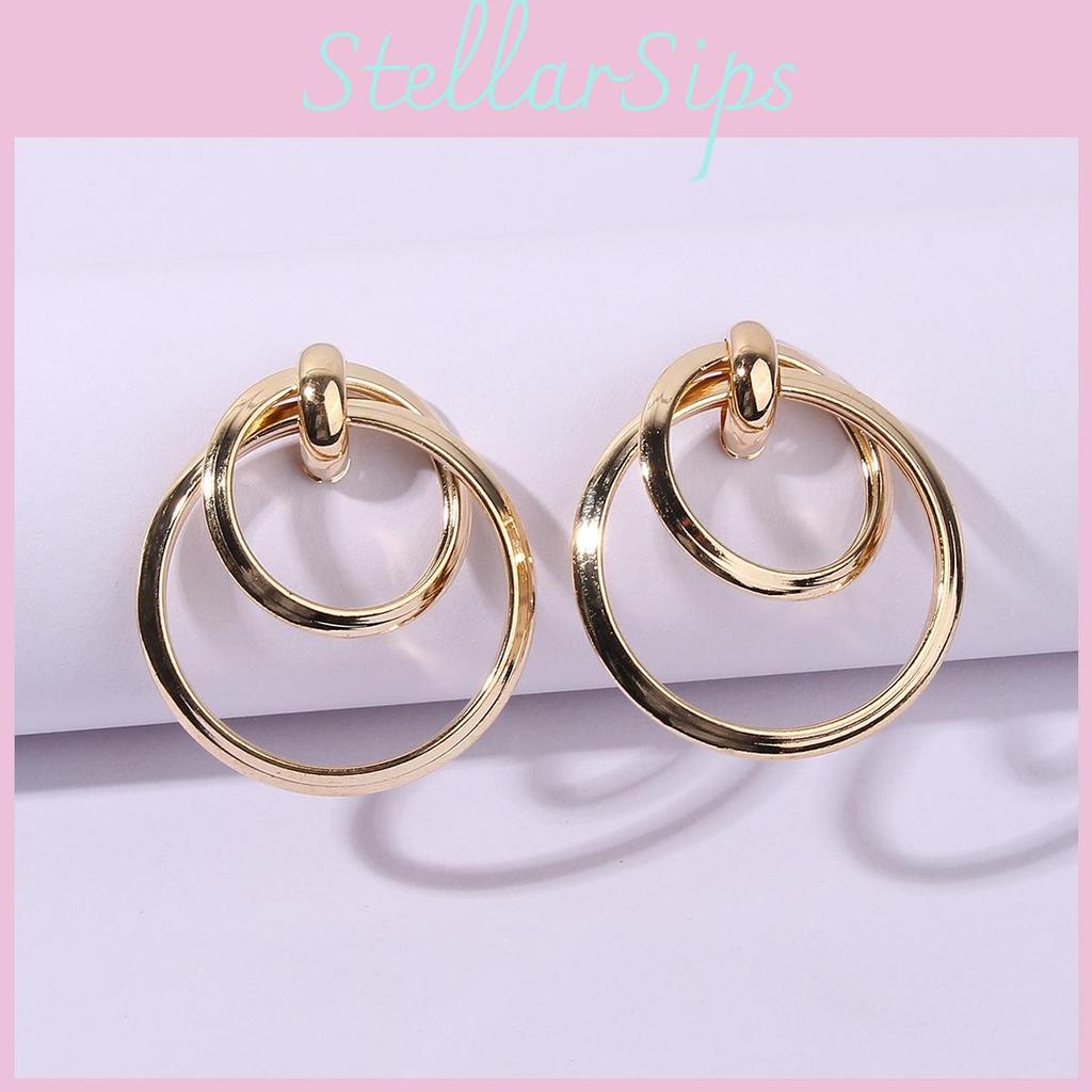 Metal Women Gold Earrings Geometric Shape Electroplated Fashion Office Looks