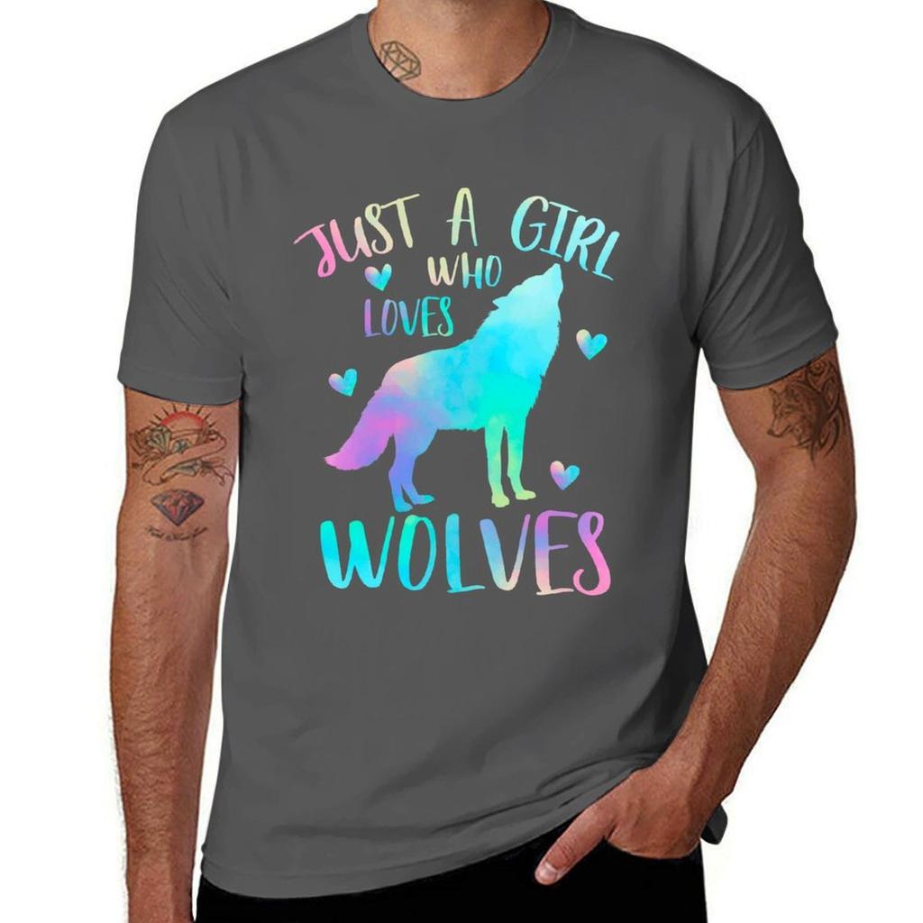 Just A Girl Who Loves Wolves Tshirt Casual Graphic Print Tee