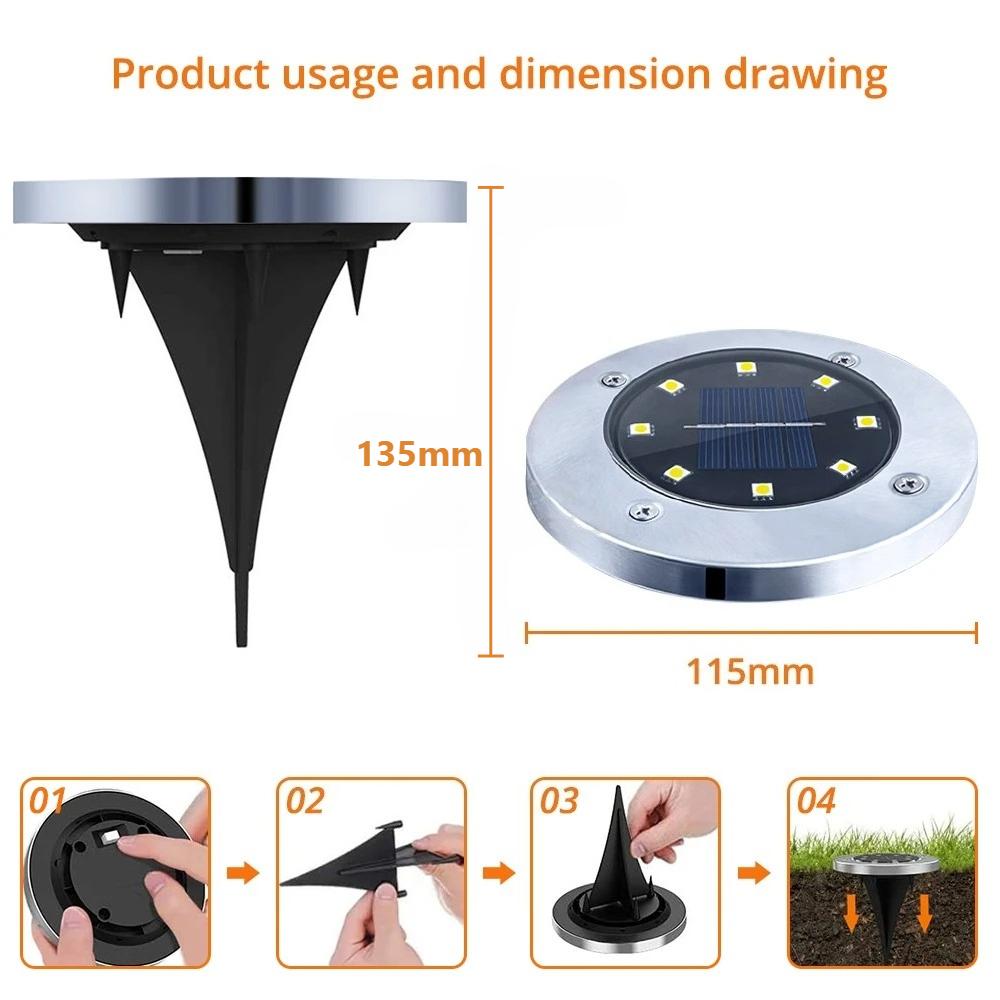 Solar Powered LED Underground Lights Outdoor Waterproof Circular Embedded Garden Lawn Lights Courtyard Lighting Street Lights