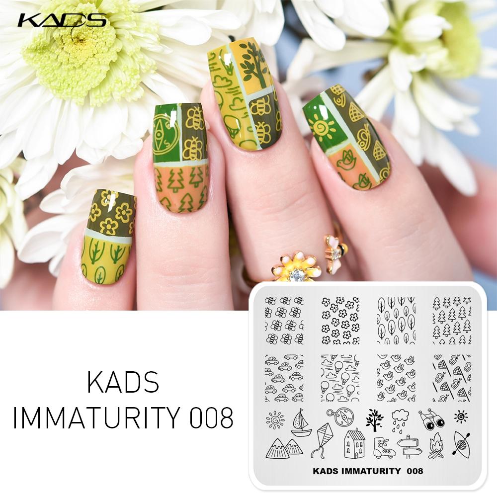 KADS Nail Stamping Plates Immaturity 008 Funny Stuff Tree flowers Pattern Template Manicure Nail Tool Templates