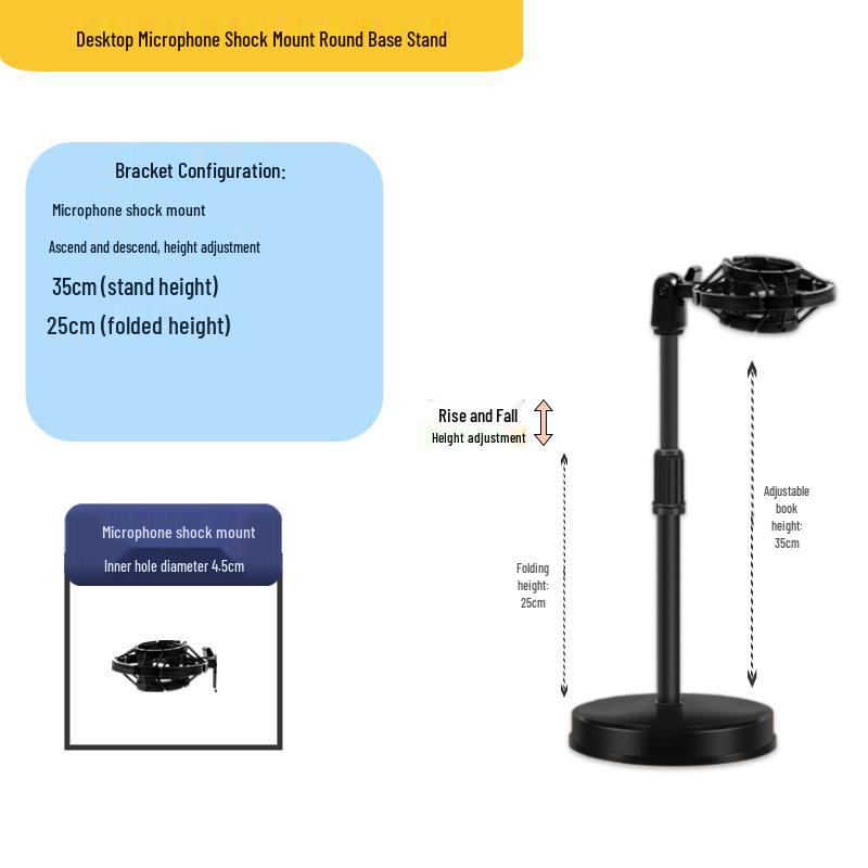 Desktop Streaming Microphone Stand with Fill Light, Boom Arm, and Phone Holder