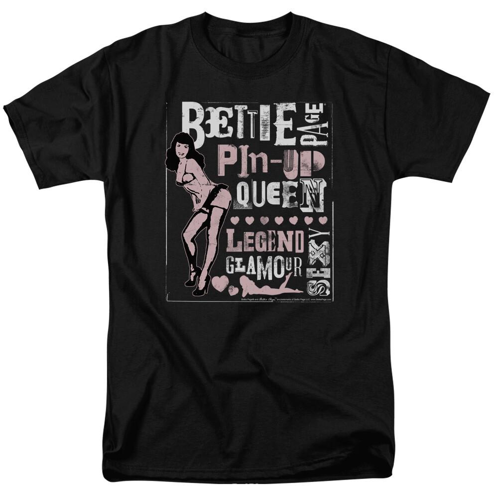 Bettie Page Punk Style T Shirt Licensed 1950 Queen Of Pinups Model Tee Black S