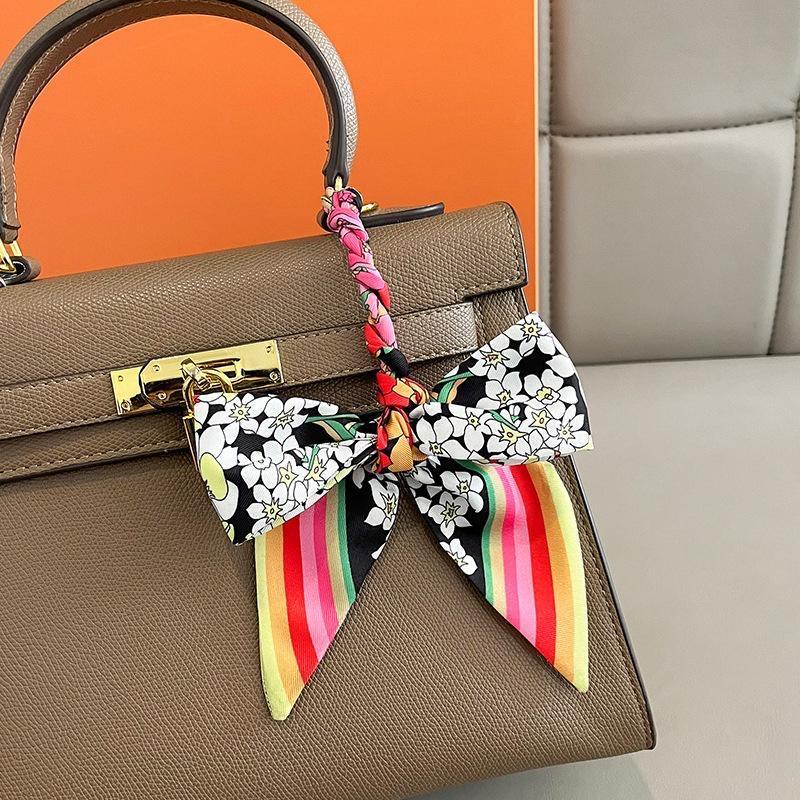 Stil Coreean Eșarfă Lungă de Vară Femei Bandană de Păr Cravată de Gât Versatilă Panglică Imprimată Decor cu Fundă Accesoriu Artistic