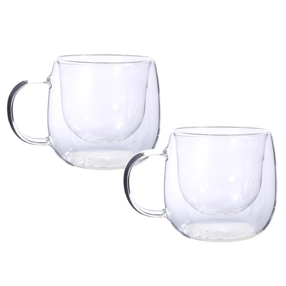 2pcs Transparent Coffee Cup Heat Resistant Tumbler Mug Home Bar Double Wall Glass Cup Set  Milk