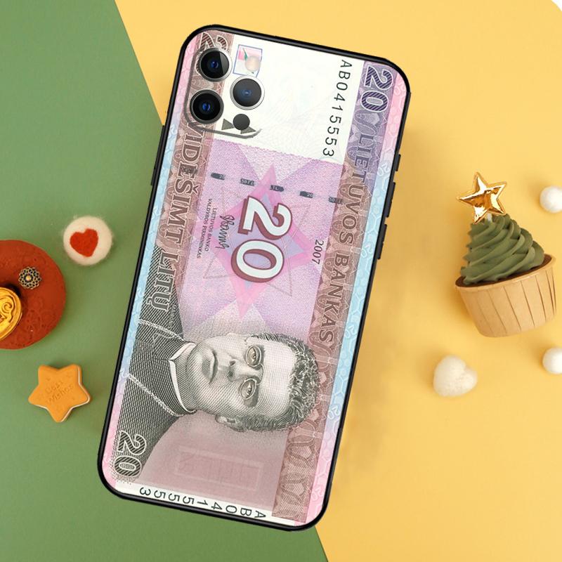 Lithuania Litas Money Cover For iPhone 16 15 14 13 12 11 Pro Max Plus Mini 7 8 X XS Max XR Phone Case