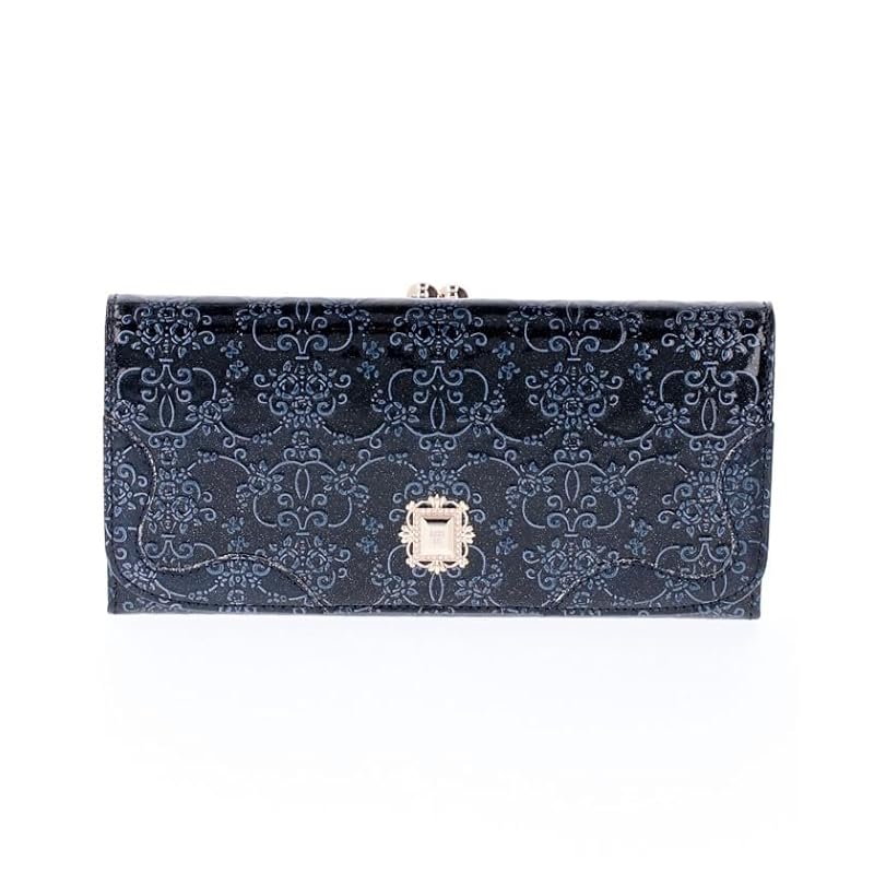 

[Anna Sui] wallet Roomy Clasp flap long wallet ladies Navy (new)