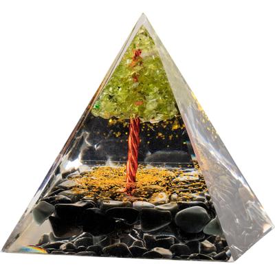 DANNY LIB Orgonite Pyramid, Pyramid-shaped, Peridot, Obsidian, Tree of Life, Resin, Chakra Cleansing