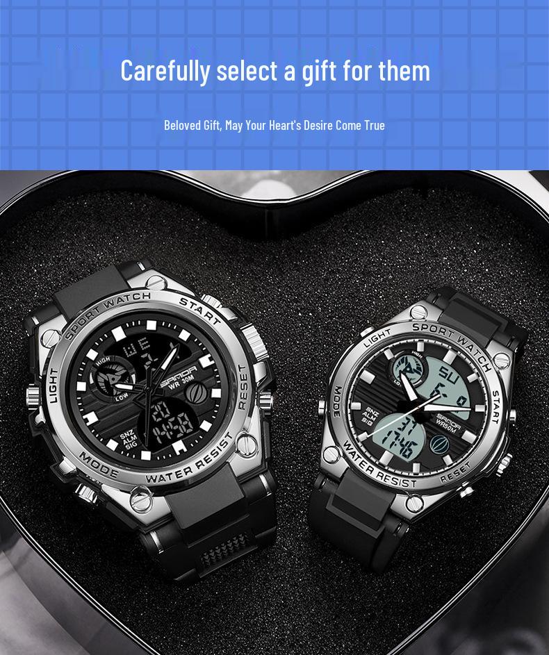 Sanda Couple's Multifunctional Smart Sports Watches - Men's & Women's Waterproof Outdoor Trendy Electronic Watches for Students