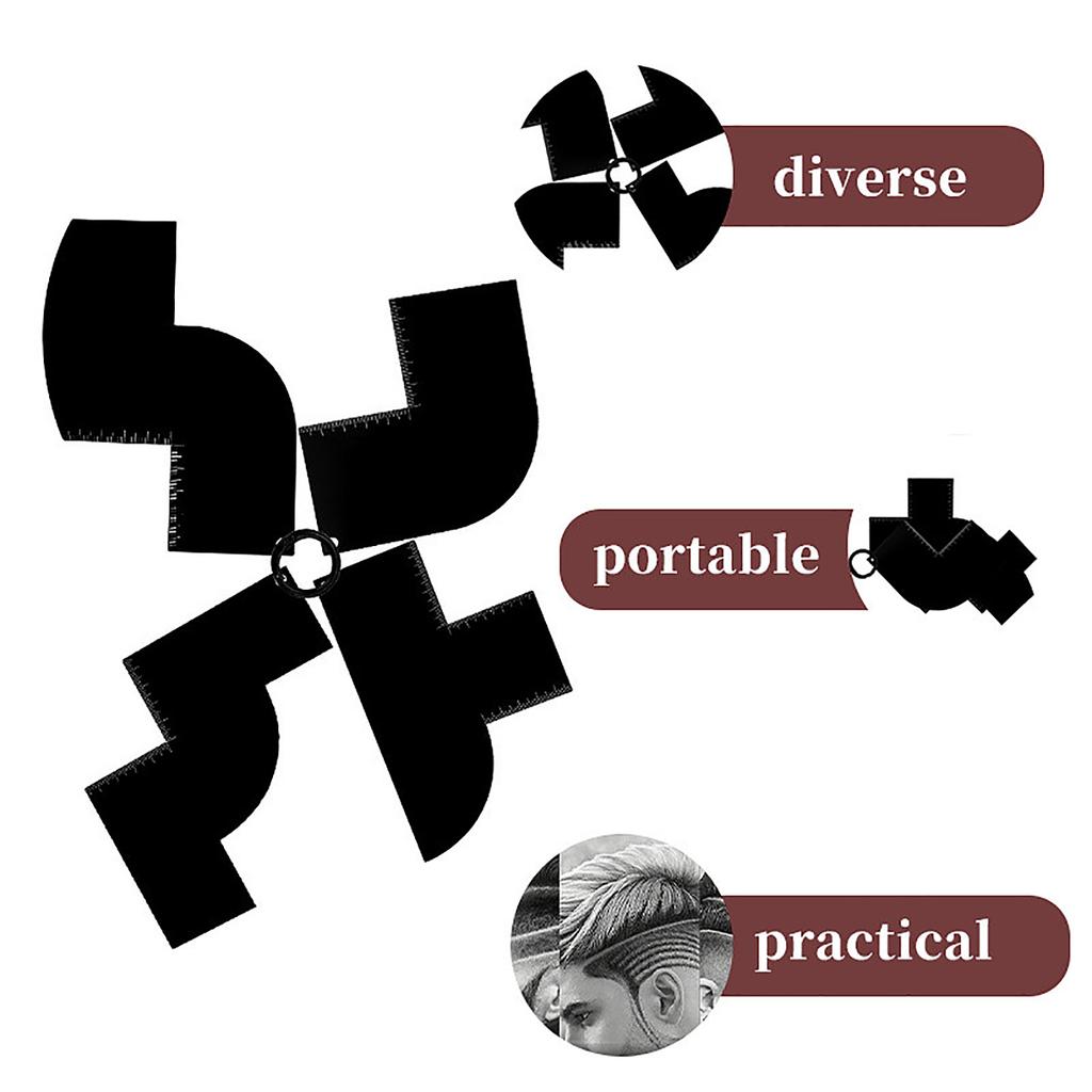 Hair Styling Guide Card With Scale Edge Trimming Tool Reusable PVC Design Template