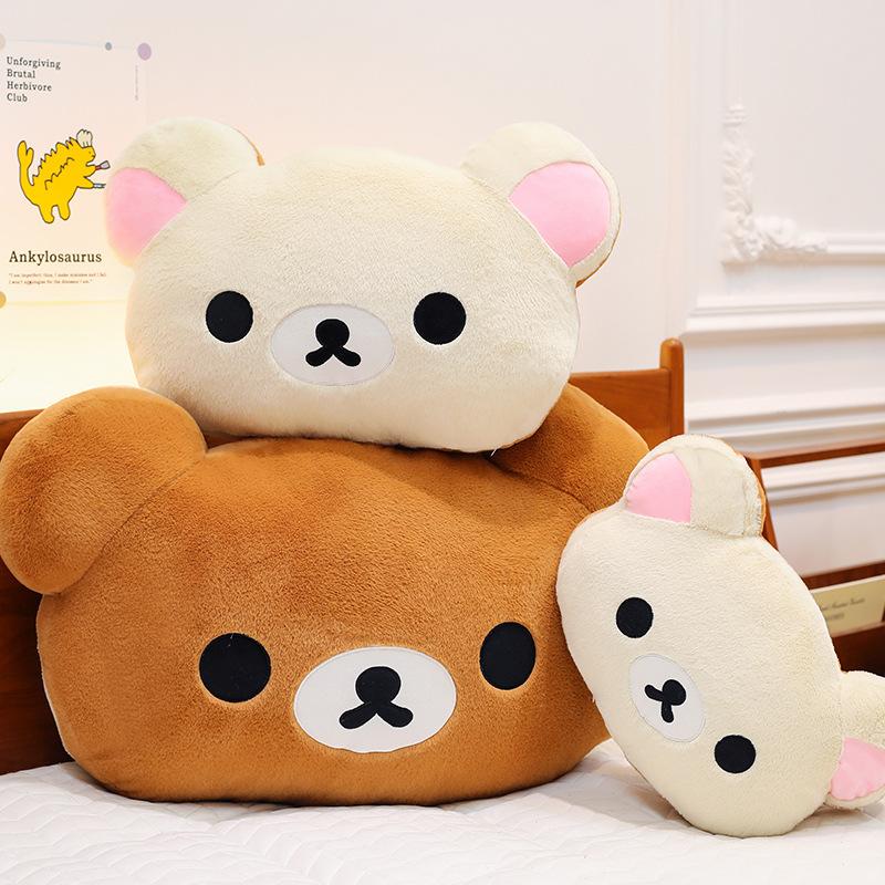 Cute cute relaxed bear big head cushion throw pillow large teddy bear plush toy cloth doll girl birthday gift