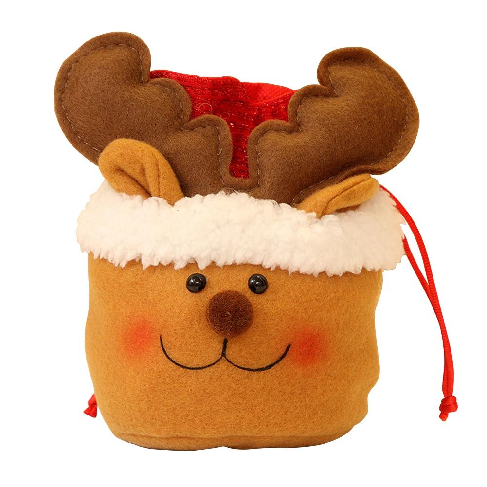 

Charming Christmas Kids Gift Candy Bags Featuring Santa Claus Snowman And Elk Design Elk