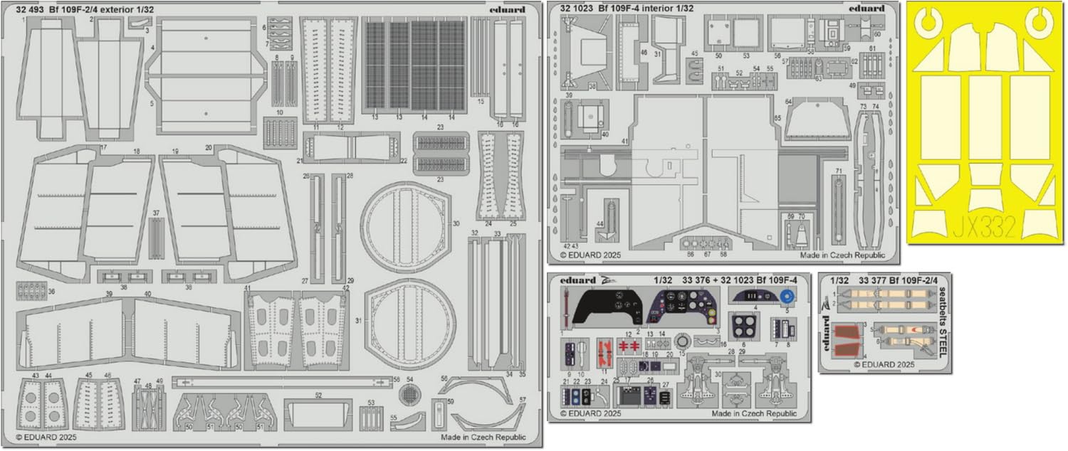 

Eduard 1/32 Big Ed Bf109F-4 Parts Set (for Hasegawa) Plastic Model Kit Parts EDUBIG33167 (Airplane)