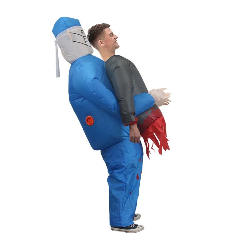 Halloween Funny Inflatable Suit Terrifying Bleeding Surgeon Costume Adult Cosplay Horror Party Hosting