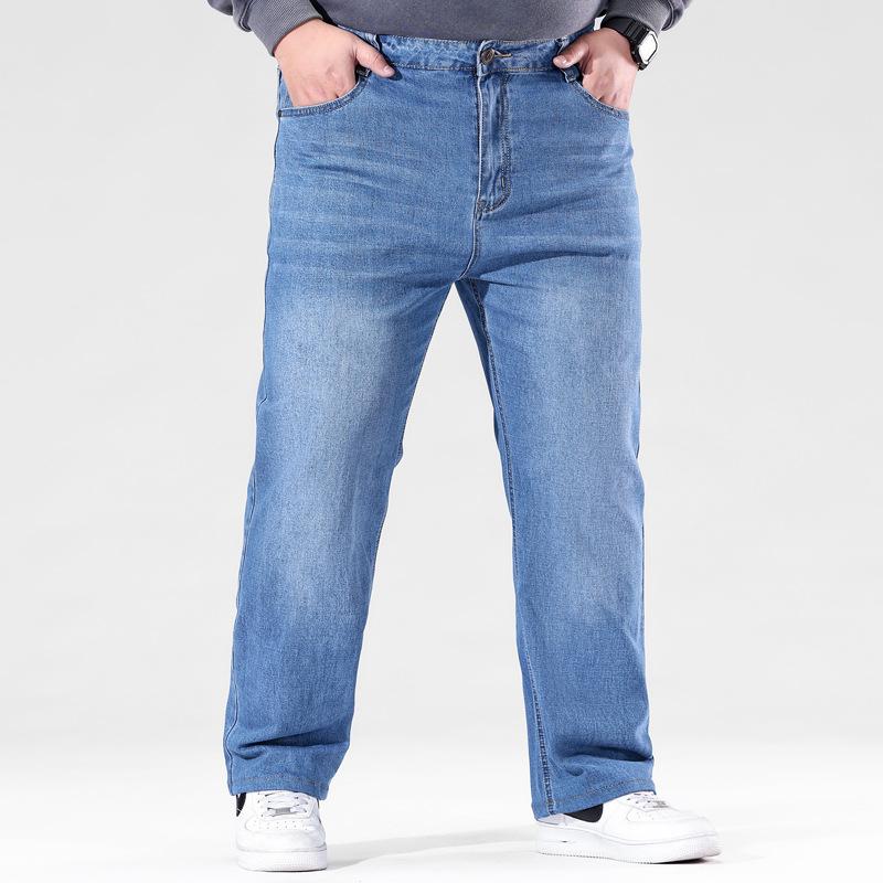 Men's Plus Size Straight-Leg Jeans New Arrival Casual Trousers High-Waisted, High-Stretch Dad-Style Long Trousers