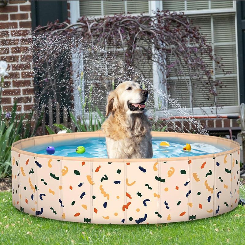 

Multifunctional Pet Swimming Pool with Colorful Spots - PVC, Indoor/Outdoor Use 80x20 cm бежевый