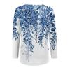 Women's Long Sleeved T-shirt V-neck Tie Dyed Floral Stripe Print Casual Top