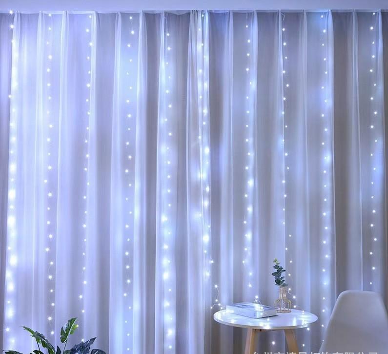 Solar-Powered Waterproof Fairy Garland Curtain String Lights with 300 LEDs and 8 Modes for Outdoor Decoration