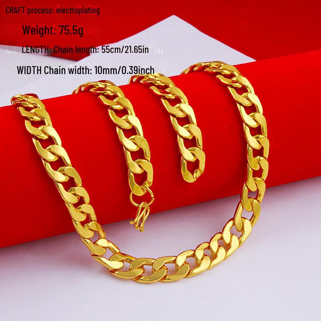 Men's Alloy Gold-Tone Necklace – Bold, Durable, Street Style Accessory