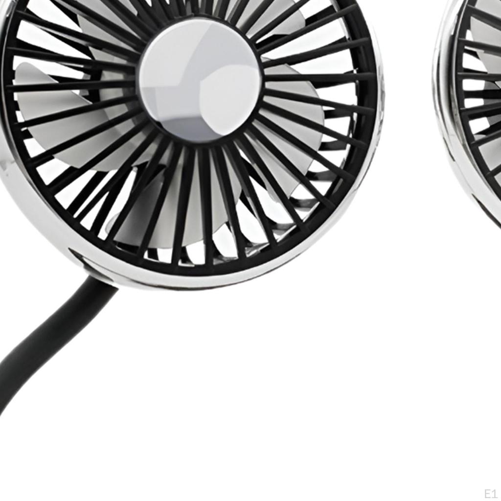 Car USB Dual Head Hose Seat Fan Auto Cooling with Light Accessories 3 Speed for