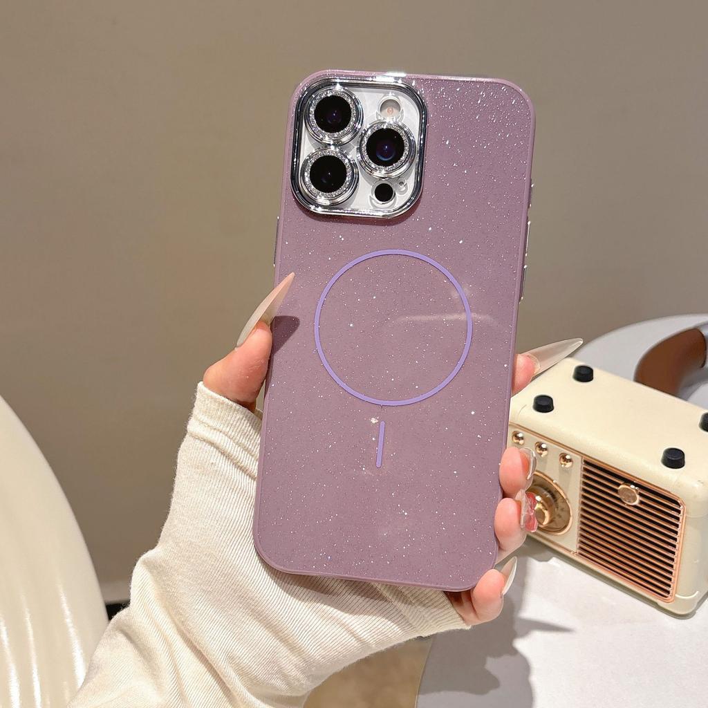 Glitter Powder Thin Circle Magnetic Suction Case Suitable for Apple 16e Mobile Phone Case IPhone 15 Anti Fall and Scratch Proof All Inclusive Soft