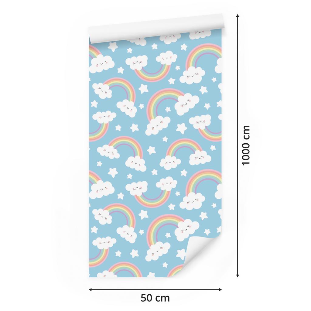 Joyful Clouds and Rainbows Wallpaper for Living Room and Bedroom 50x1000