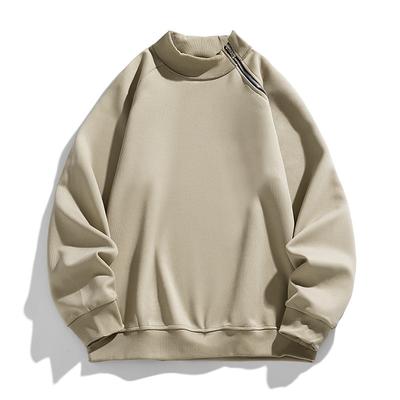 Niche Design Half-high Neck Zipper Long-sleeved Shirt for Men's New Heavy Autumn and Winter Outfit Casual