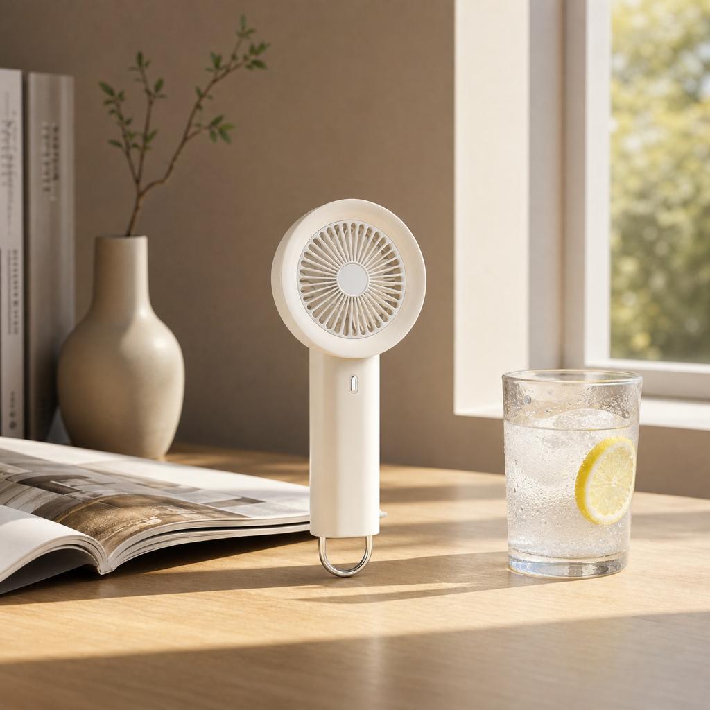 Portable Handheld Rechargeable Fan High-Speed Turbo Motor Five Adjustable Speeds Built-In Battery Lasting 3 to 6 Hours USB Charging