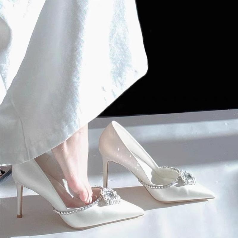 

Fashion 2025 Elegant and stylish Shoes for Women Slip on Women s High Heels Fashion Women Pointed Toe Thin Heels Ladies Shoes 39 белый