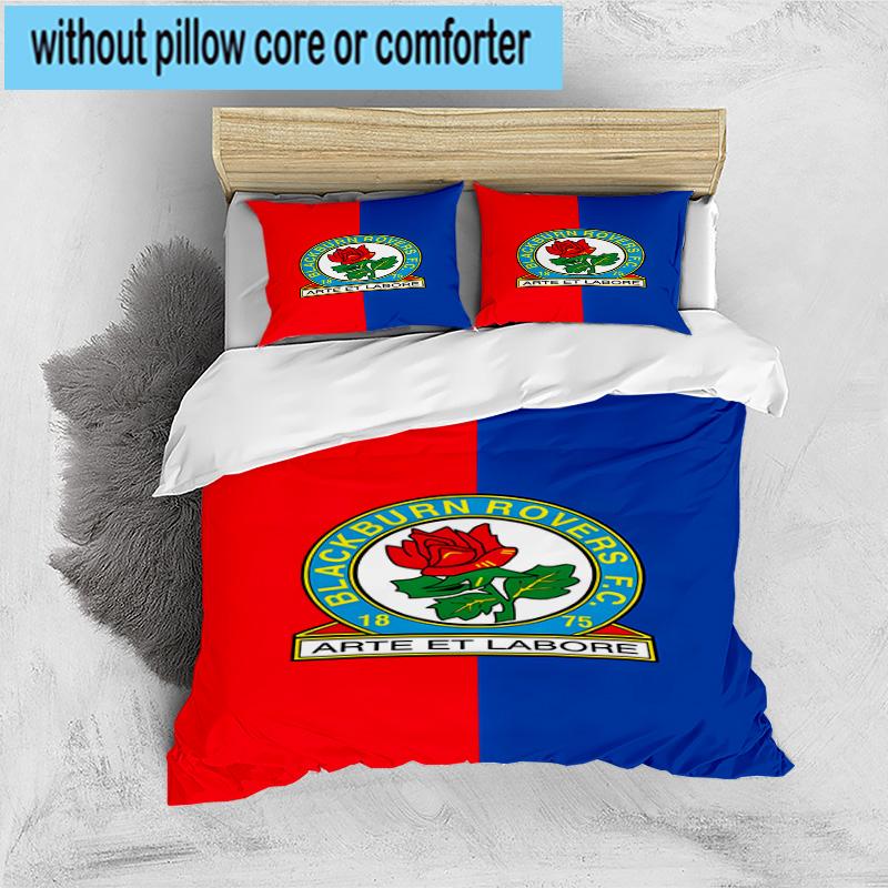 3pcs Blackburn Rovers Crest Football Club Bedding Set Duvet Cover Closure Includes 1 Duvet Cover & 2 Pillowcases Bedding Sets Home Decor Gifts