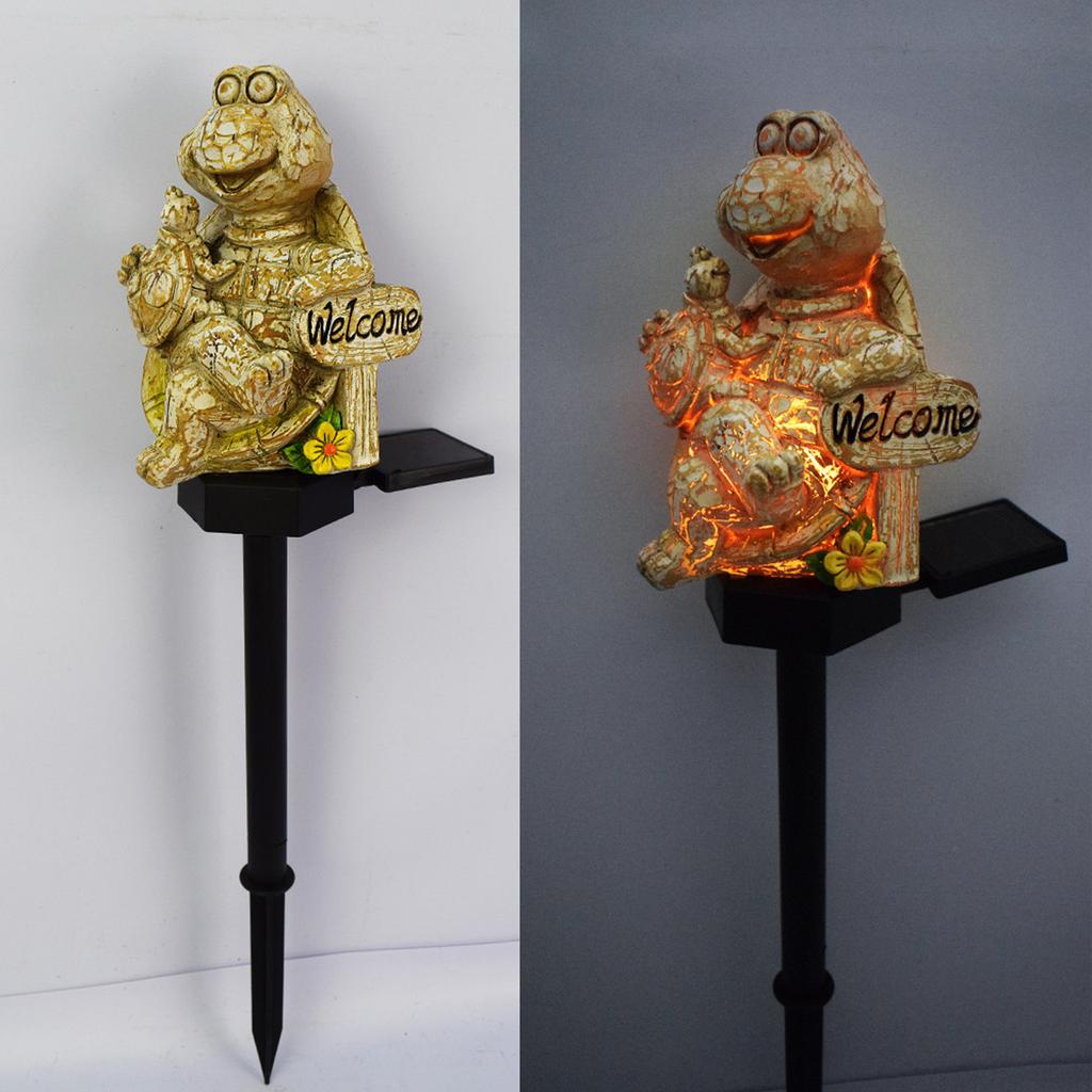 Garden Stake Light - Wood Carving Resin Turtle for and Yard Decoration