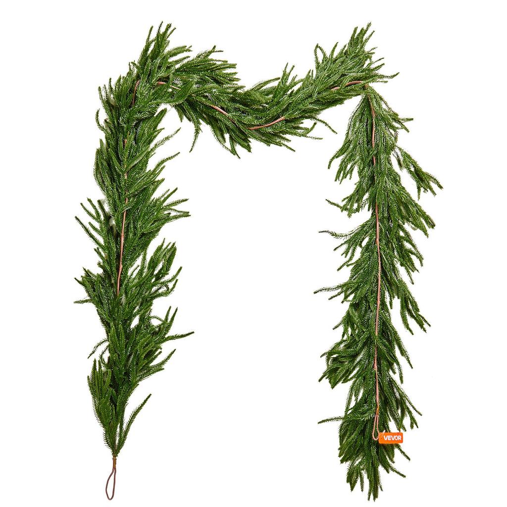 VEVOR Christmas Garland, 2750 Mm Realistic Norfolk Pine Garland, Evergreen Real Touch Artificial Faux Greenery Garlands