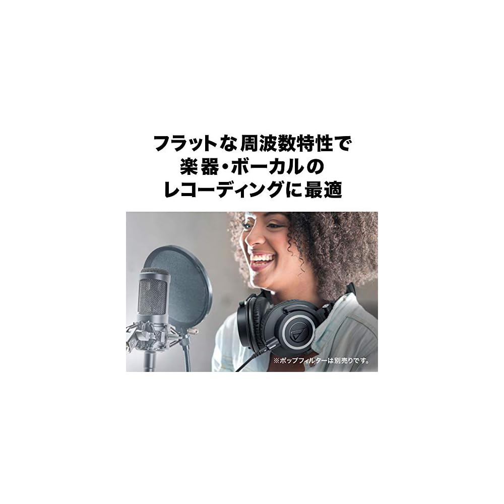 Audio-Technica AT2035 Condenser Microphone Cardioid Pattern Low Cut Switch Pad Switch Shock Mount Included Black