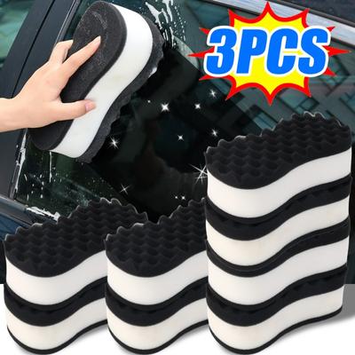 Éponge Nano Lave-Auto 3 couches Grande Vague Haute Densité Super Absorption d'Eau Éponge PU en forme de 8 Outils de Nettoyage Carrosserie Vitres