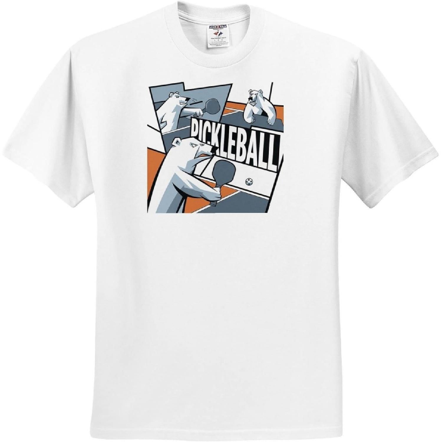 3dRose, Funny Cute Polar Bears Playing Pickleball Sports Abstract, T-Shirt XXXXXL белый