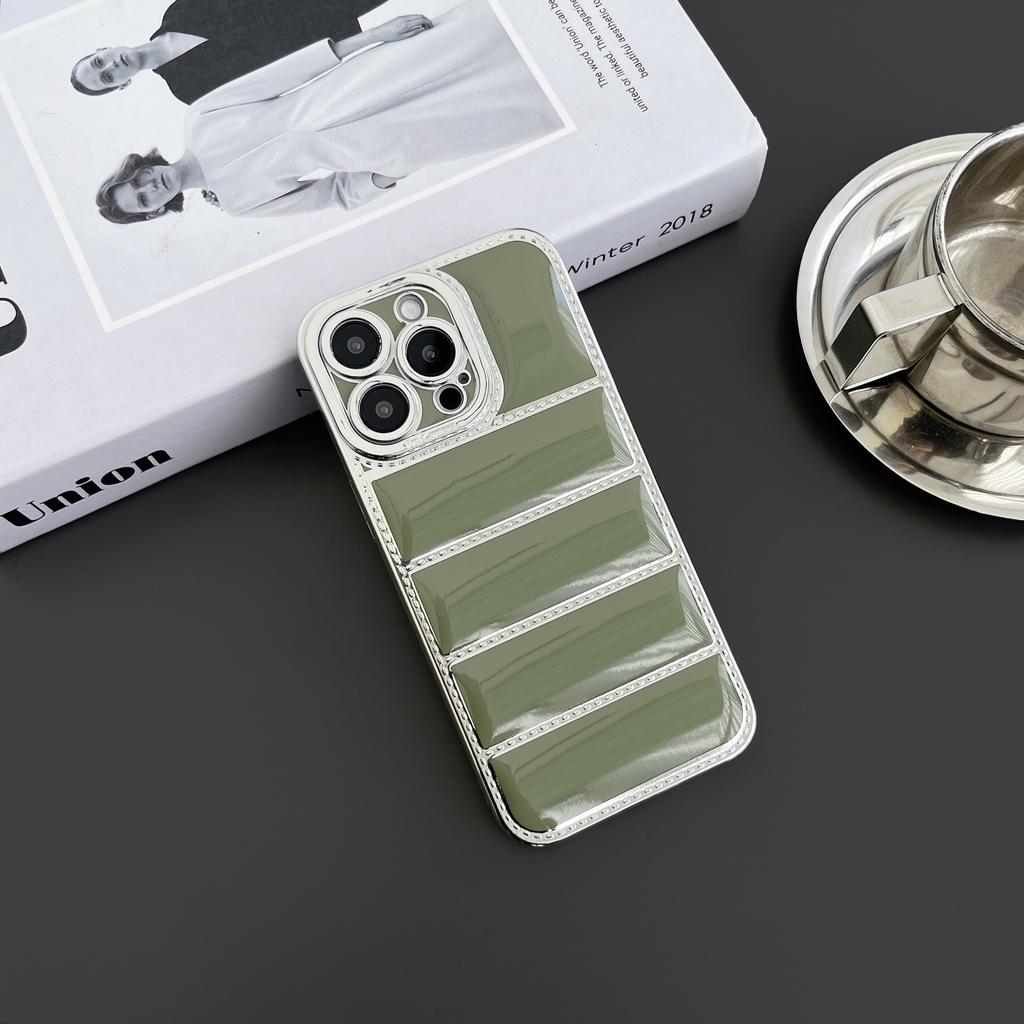 Electroplated Down Case Is Suitable for IPhone16 Anti-drop Phone Case and Apple 15promax Color-matching 14 Protective Case