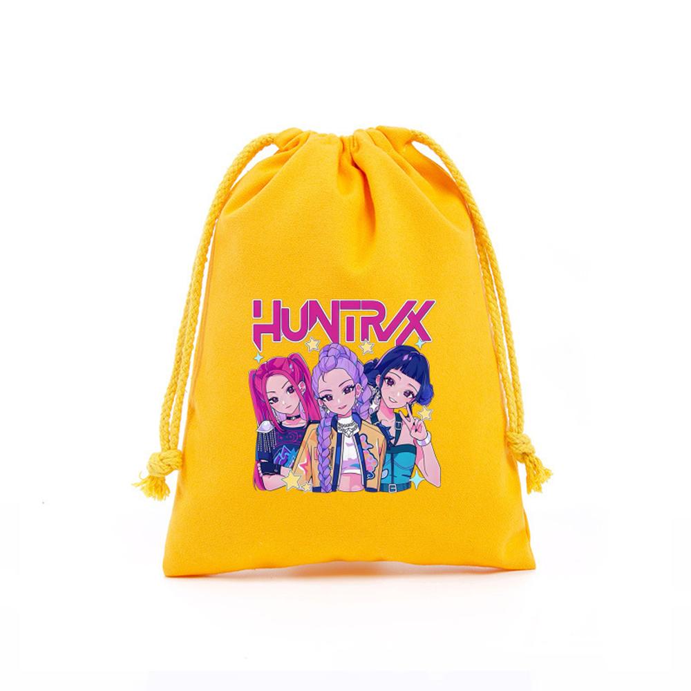 KPop Demon Hunters Storage Drawstring Bag Music Cartoon Party Cookies Candy Package Kids Gift Bags Print Cotton Key Pouch