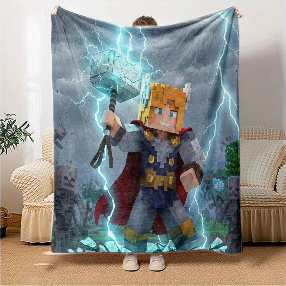 Minecraft Flannel Blanket, High quality Comfortable for All Seasons, Home Decor, Warmth and Comfort