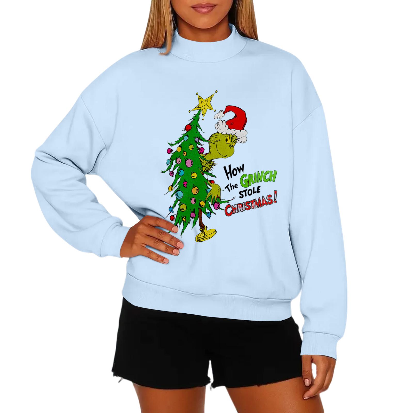 

Женская модная повседневная толстовка с круглым вырезом и длинными рукавами с рождественским принтом XL