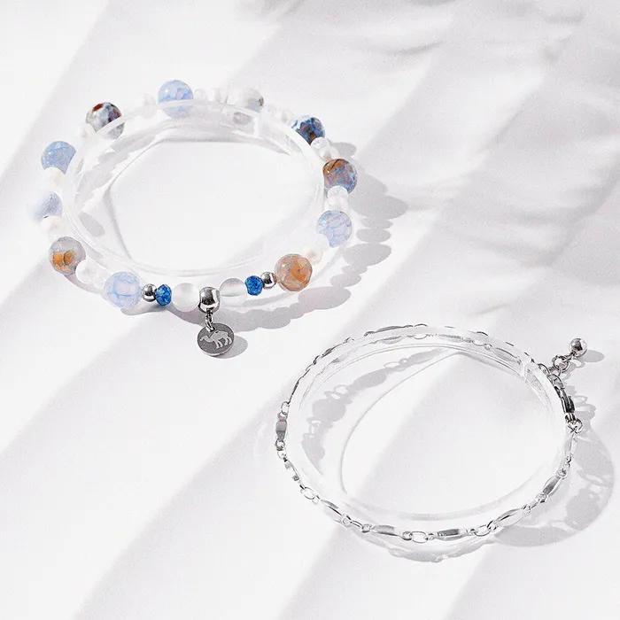 Candy Chain 336 Water Blue Moonstone 038 Bracelet Set (C2503-SE441_SV)