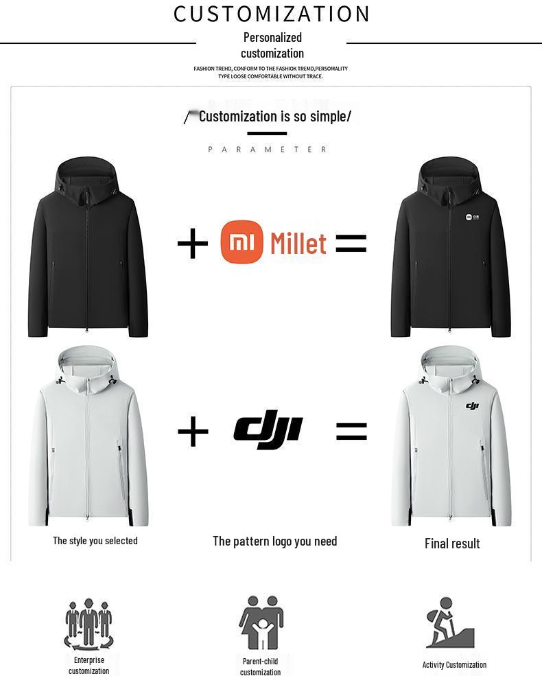 Custom Logo Solid Color Hooded Jacket for Outdoor Team Activities