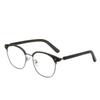 Round Square Two-tone Lightweight Metal Transparent Half-horn Rimmed Glasses